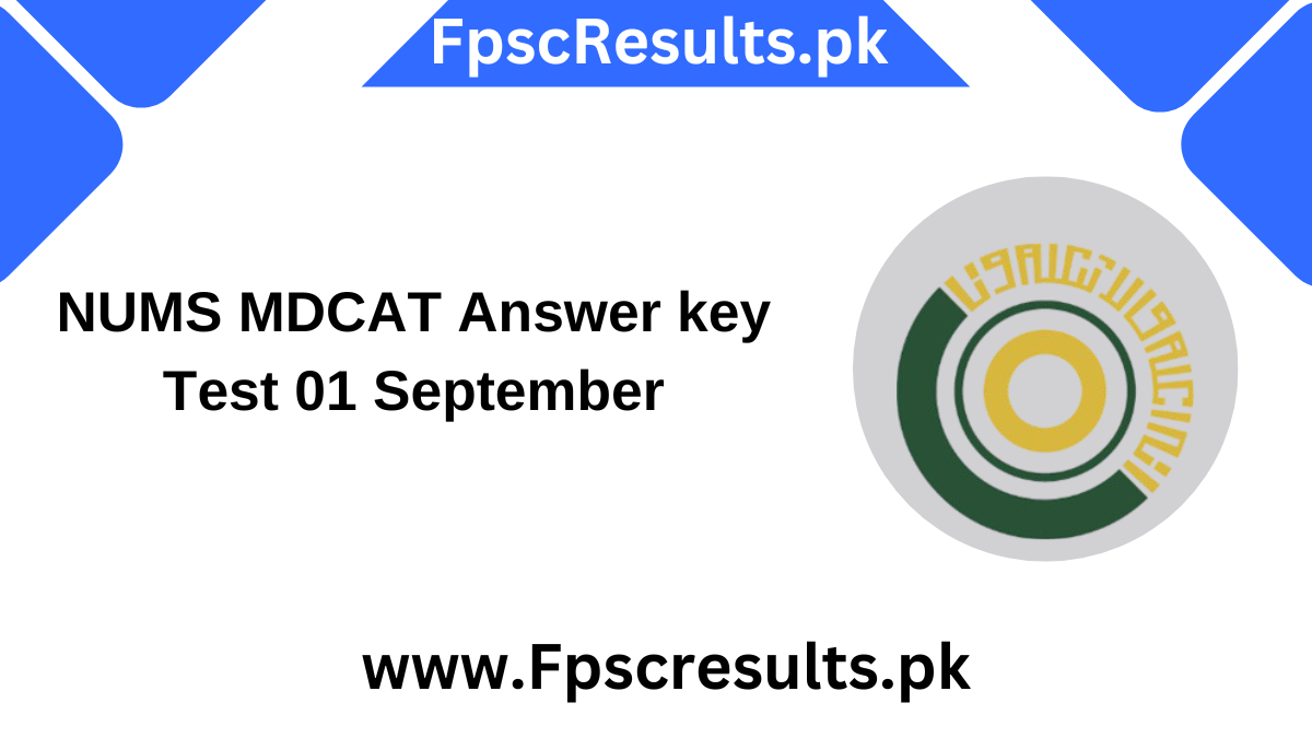 NUMS MDCAT Answer key Test 01 September